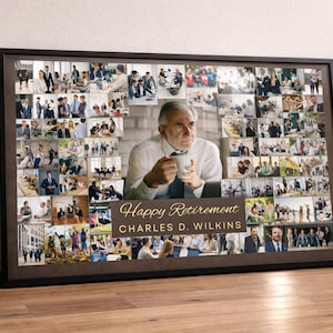Personalized Corporate Gift Retirement Photo Collage - Printed Framed Canvas  / Custom Boss Sentimental Gift / Custom Gift Picture Collage