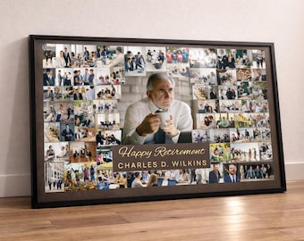 Personalized Corporate Gift Retirement Photo Collage - Printed Framed Canvas  / Custom Boss Sentimental Gift / Custom Gift Picture Collage