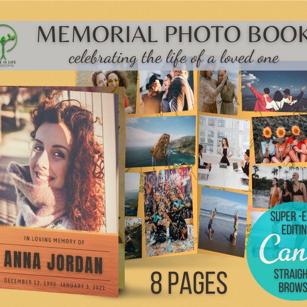 Memorial Photo Book for Loss of Wife Canva Template / Loss of Mother Funeral Template Condolence Book Gift / Loss of Loved One Memorial Gift