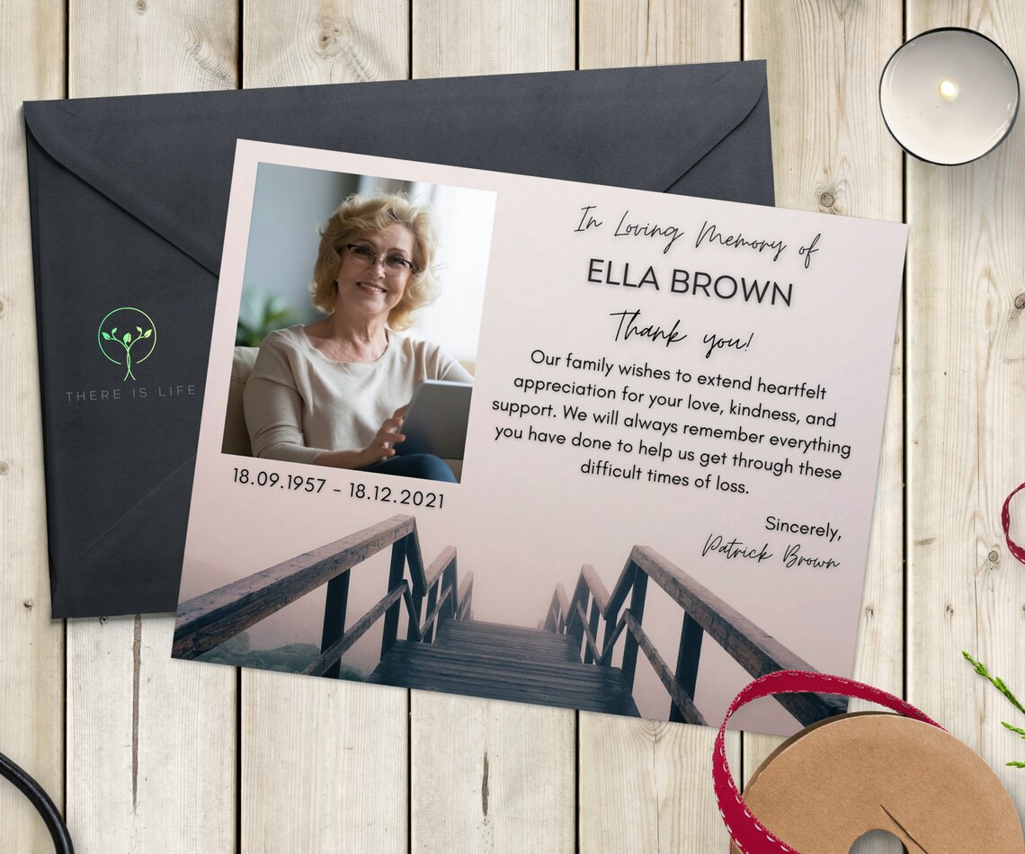 Funeral Thank You Card Canva Template Loss Of Mother Memorial Card 