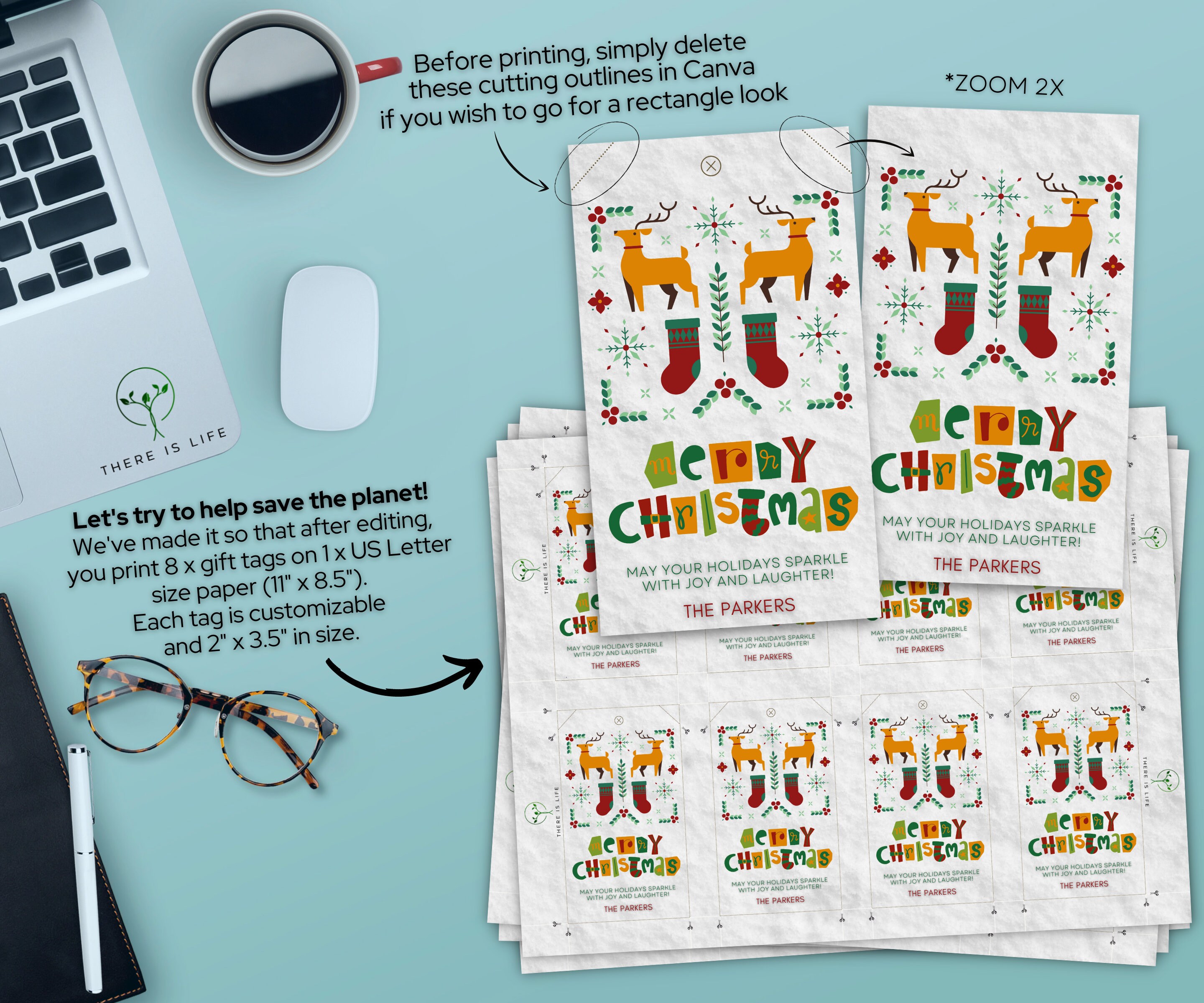 Christmas Gift Tags Bundle Digital Canva Template / Editable Merry ...