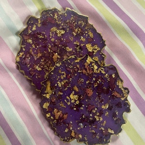 Set of 2 Irregular Geode Coasters - small - ready made - homeware - home decor - housewarming - birthday - wedding - dining- gift her/him/