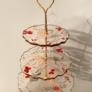 Floral Resin Cake Stand- Resin Flower Tower - Custom- Made to order gift -afternoon tea-cupcake stand-custom resin centrepiece- personalised