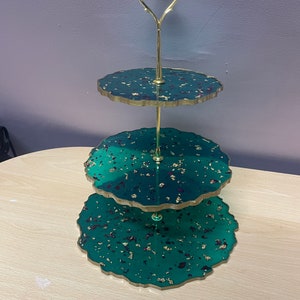 Three Tier Resin cake stand - ready made- wedding gift -afternoon tea-cupcake stand-  resin centrepiece -  resin cake stand - perfume stand