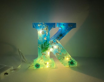 Resin Letter Decor with Lights made to order - Custom Freestanding light up letter 6cm