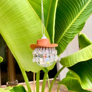 Fringe Rhinestone Brown Cowgirl Disco Ball Car Hanging Rear View Mirror Accessory l Cowboy Disco Ball l Trendy Car Accessories l Car Decor