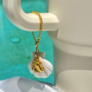 Initial Cowboy Summer Shell Tumbler Cup Charm l Coastal Cowgirl Tumbler Gold Charm l Cowgirl Boot Cup Charm l Seashell Tumbler Gift Charm