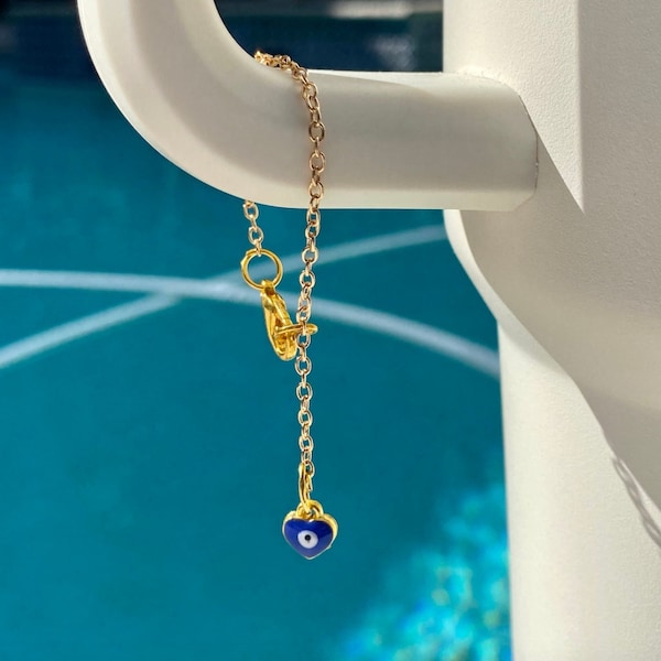 Heart Evil Eye Blue Tumbler Cup Charm l Evil Eye Tumbler Cup Gold Charm l Evil Eye Heart Tumbler Cup Charm l Tumbler Gift Charm