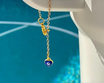 Heart Evil Eye Blue Tumbler Cup Charm l Evil Eye Tumbler Cup Gold Charm l Evil Eye Heart Tumbler Cup Charm l Tumbler Gift Charm