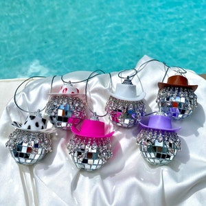 Frangia strass Cowgirl Palla da discoteca Auto appesa specchietto retrovisore Accessorio Palla da discoteca l Accessori auto alla moda l Decorazione auto