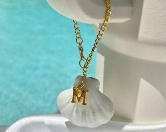 Initial Summer Shell Tumbler Cup Charm l Coastal Summer Tumbler Cup Gold Charm l Seashell Tumbler Cup Charm l Seashell Tumbler Gift Charm