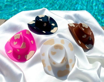 Neutral Cowprint Cowgirl Cowboy Party Shooters l Mini Hat Bottle Toppers l Bachelorette Party Decor l Bar Cart Accessory l Cowgirl Decor