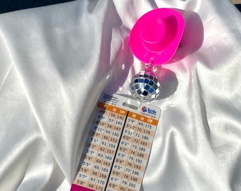 Disco Pink Cowboy Hat Nurse Health Care Worker Badge Reel l Disco Cowgirl Fun Badge Reel LPN l Disco Badge Reel CNA l Disco Badge Reel