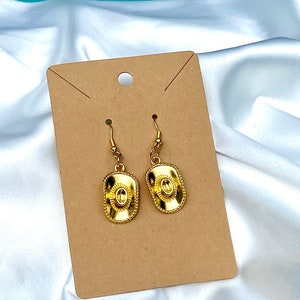 Gold Cowboy Hat Earrings l Hypoallergenic Dangling Cowgirl Hat Earrings l Dangling Trendy Earrings