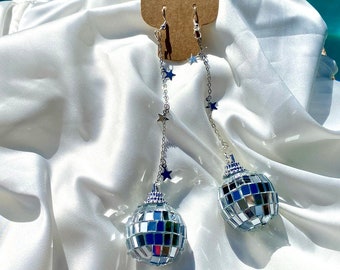 Dangling Star Disco Earrings l Dangling Starry Disco Earrings Hypoallergenic l Silver Hypoallergenic Disco Earrings l Fun Disco Earrings