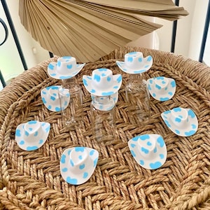 Coastal Cowgirl Mini Cowgirl Cowboy Party Shooters l Coastal Cowboy Mini Cowgirl Hat Party Bottle Toppers l Bachelorette Party Cowgirl Decor