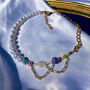 Trendy Beaded Necklace l Delicate Pinterest Jewelry Choker l Happy Beaded Necklace l Adjustable Choker l Personalized and Custom Necklace