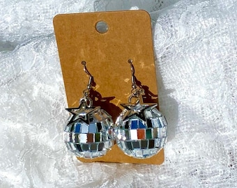 Star Disco Dangling Earrings l Trendy Disco Earrings l Silver Star Disco Earrings Hypoallergenic