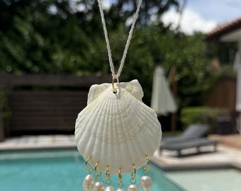 Summer Rear View Mirror Car Accessory Pearl Shell Car Decor Summer Accessories Summer Shell Car Decor