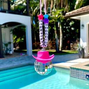 Passenger Princess Disco Cowgirl Rear View Mirror Car Accessory l Disco Cowboy Rear View Mirror Car Charm l Passenger Princess Gift l Beaded