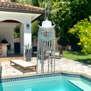 White Fringe Rhinestone Disco Cowboy Rear View Mirror Car Accessories l Disco Cowgirl Rear View Mirror Car Decor l Car Accessories