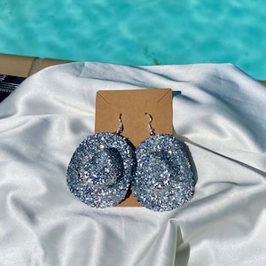 Disco Silver Cowgirl Silver Cowboy Dangling Earrings l Silver Glitter Cowboy Dangling Earrings l Hypoallergenic Earring l Disco Cowboy