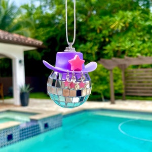 Purple Star Disco Cowgirl Rear View Mirror Car Accessories l Disco Cowboy Rear View Mirror Car Decor l Disco Decor l Disco Cowgirl Car