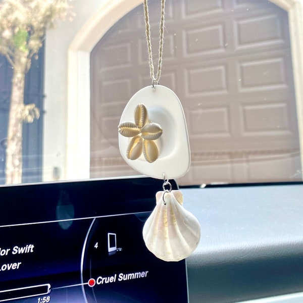 Flower Puka Coastal Cowgirl Rear View Mirror Car Accessory l Coastal Cowboy Rear View Mirror Car Charm l Summer Car Accessories Car Charms