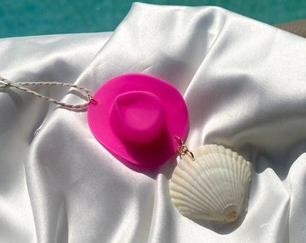 Pink Coastal Cowgirl Rear View Mirror Car Accessory l Coastal Cowboy Rear View Mirror Car Charm l Summer Car Accessories Car Charms