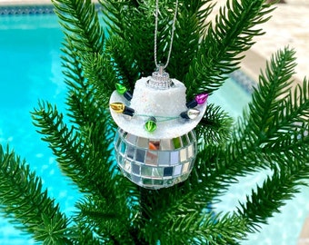 Christmas Lights Glitter White Disco Cowboy Christmas Ornament l Accessory Disco Charm Ornament Accessories Disco Cowgirl l Christmas Decor
