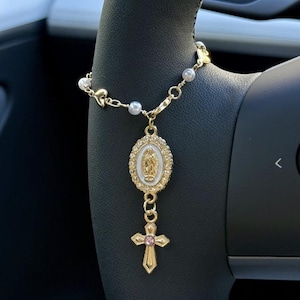 Heart Steering Wheel Rosary Charm Accessory l Rosary Car Charm Accessory l Car Accessory l Car Charms l Car Decor l Unique Trendy Car Charms