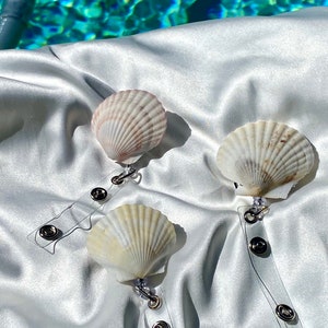 Sea Shell Nurse Health Care Worker Badge l Seashell Fun Badge Reel LPN l Badge Reel CNA l Unique Badge Reel l Beachy Badge Reel l Shell image 3