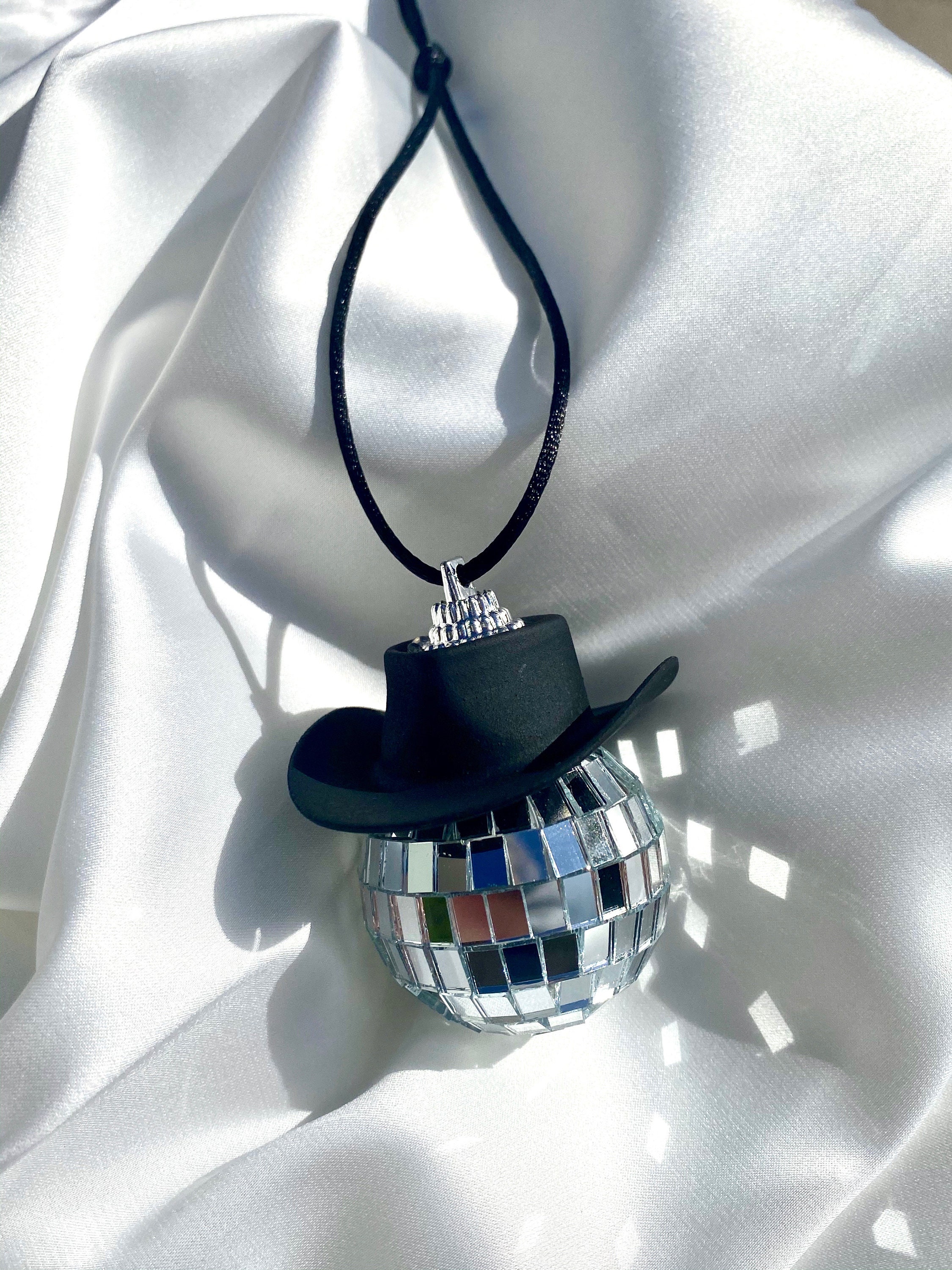 Buy Black Cowboy Hat Disco Ball Car Hanging Rear View Mirror Accessory L Disco  Ball and Black Cowboy Hat L Trendy Car Accessories L Car Decor Online in  India 