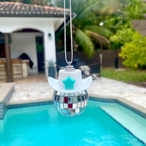 Turquoise Star Disco Cowboy Rear View Mirror Car Accessories l Turquoise Star Disco Cowgirl Car Charm l Disco Star Car Charm