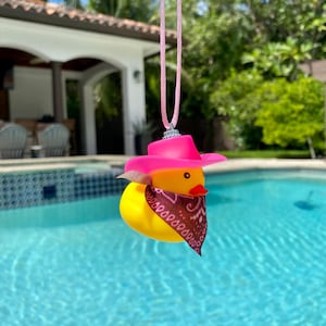 Cowgirl Rubber Duck Rear View Mirror Car Accessories l Cowboy Rubber Ducky Car Mirror Decor l Duck Car Decorations l Car Accessory l Yellow