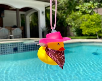 Cowgirl Rubber Duck Rear View Mirror Car Accessories l Cowboy Rubber Ducky Car Mirror Decor l Duck Car Decorations l Car Accessory l Yellow