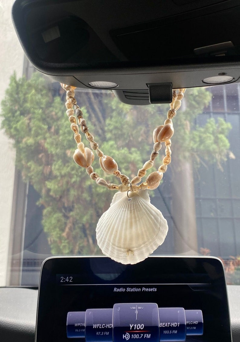 Seashell rear view mirror car decor.