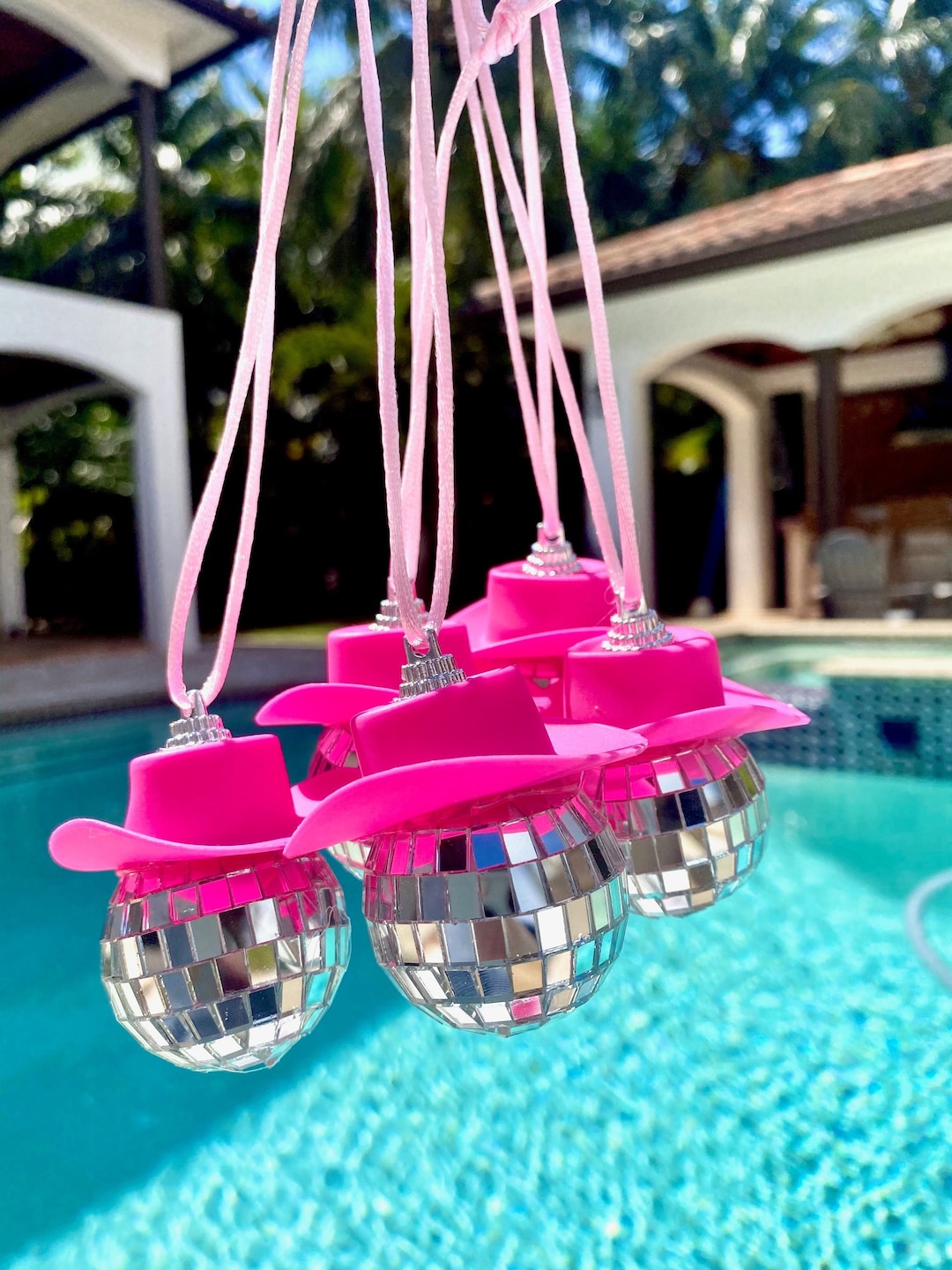 Pink Mirror Ball Cowboy Hat Disco Ball Mirror Cowboy Hat, Sparkly Concert Hat for Music  main image 3