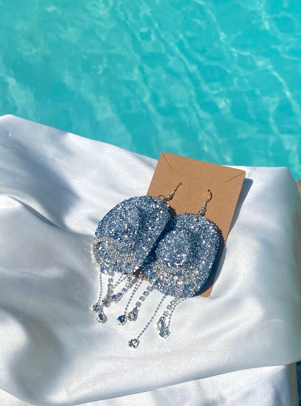 Disco Silver Rhinestone Fringe Cowgirl Silver Cowboy Dangling Earrings l Cowboy Dangling Earrings l Hypoallergenic Earring l Glitter Silver