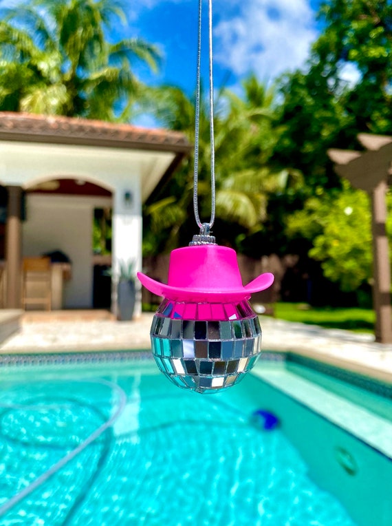 Buy Pink Cowgirl Hat Disco Ball Car Hanging Rear View Mirror Accessory L  Cowboy Disco Ball and Pink Hat L Silver String Trendy Car Accessories  Online in India 