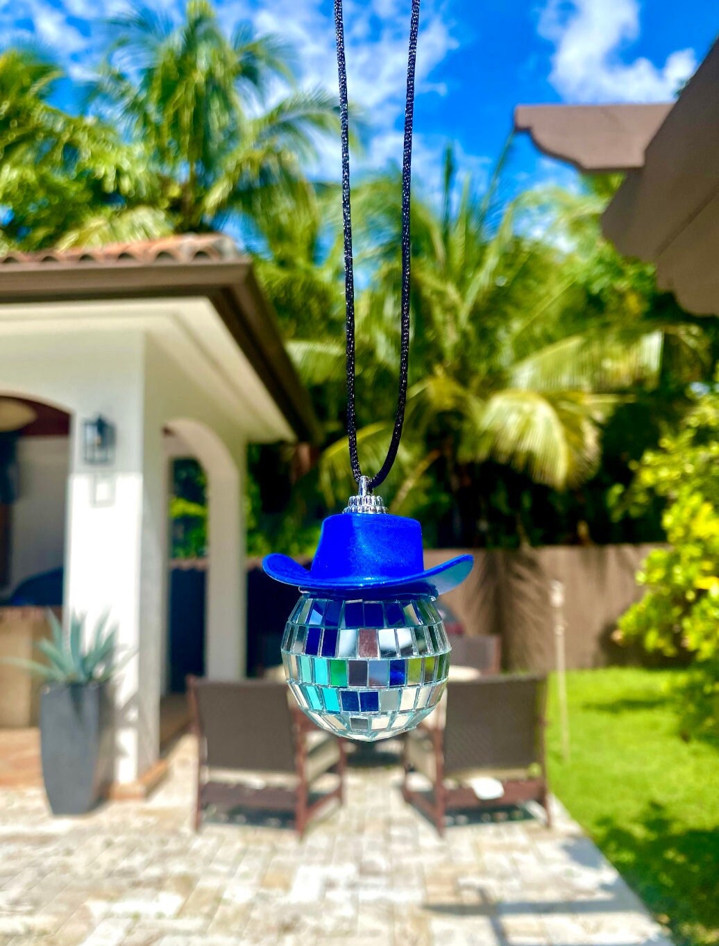 Buy Blue Cowboy Hat Disco Ball Car Hanging Rear View Mirror Accessory L  Disco Ball and Black Cowboy Hat L Trendy Car Accessories L Car Decor Online  in India 