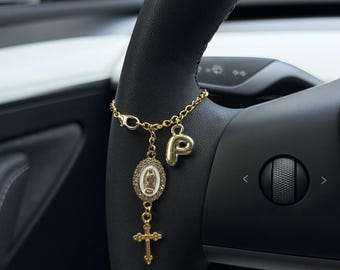 Personalized Steering Wheel Rosary Charm Accessory l Rosary Car Charm Accessory l Car Accessory l Car Charms l Car Decor l Unique Trendy Car