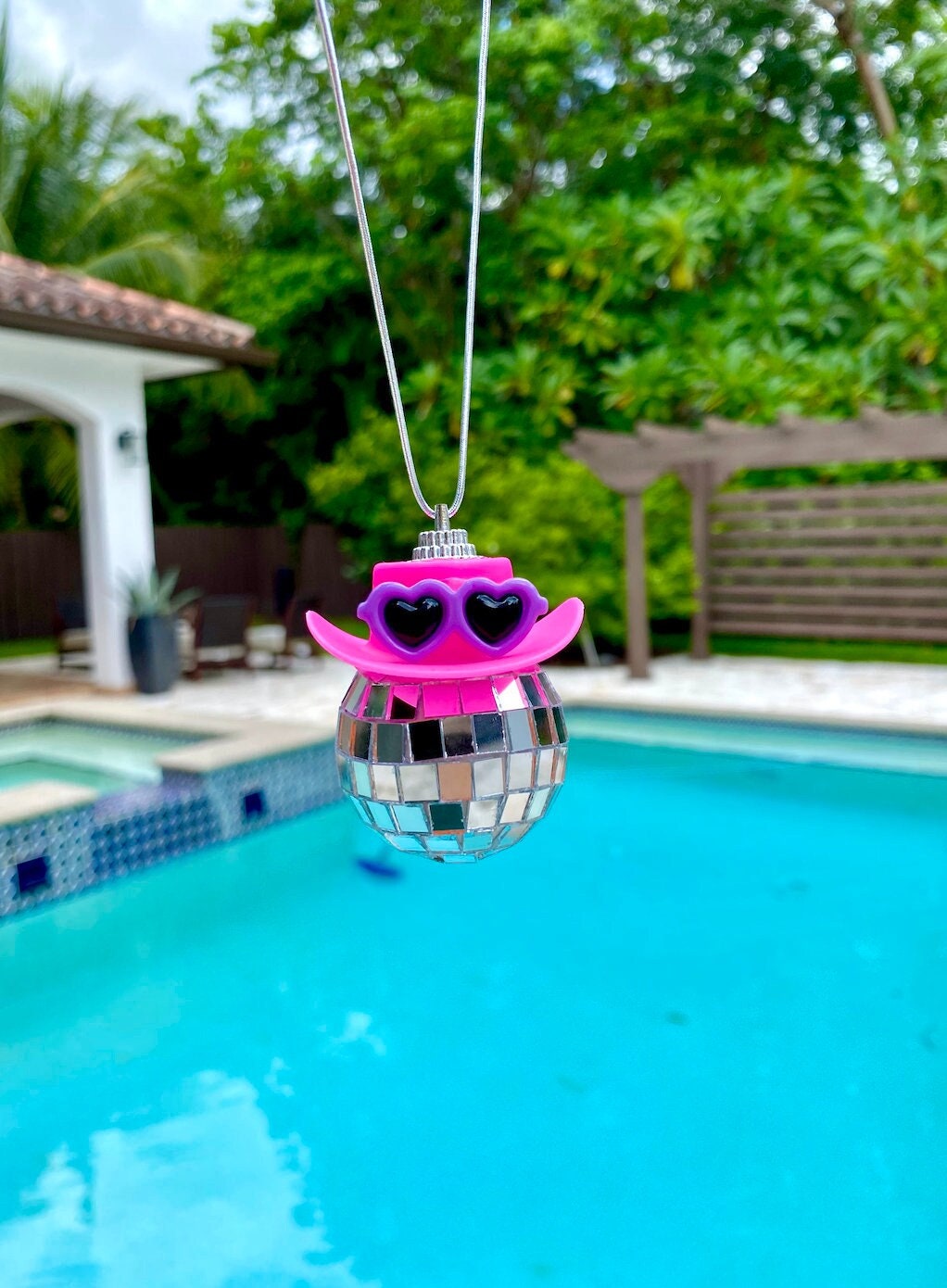 Heart Sunglasses Pink Cowgirl Hat Disco Ball Car Hanging  display picture 3