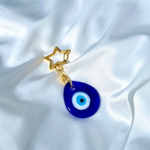 Evil Eye Star Keychain Gold l Evil Eye Car Keychain Accessories l Gold Star Evil Eye Keychain l Evil Eye Protection Blue