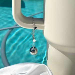 Star Disco Tumbler Cup Charm l Starry Disco Decor Tumbler Cup Silver Charm l Disco Ball Tumbler Cup Charm l Disco Tumbler Gift Charm