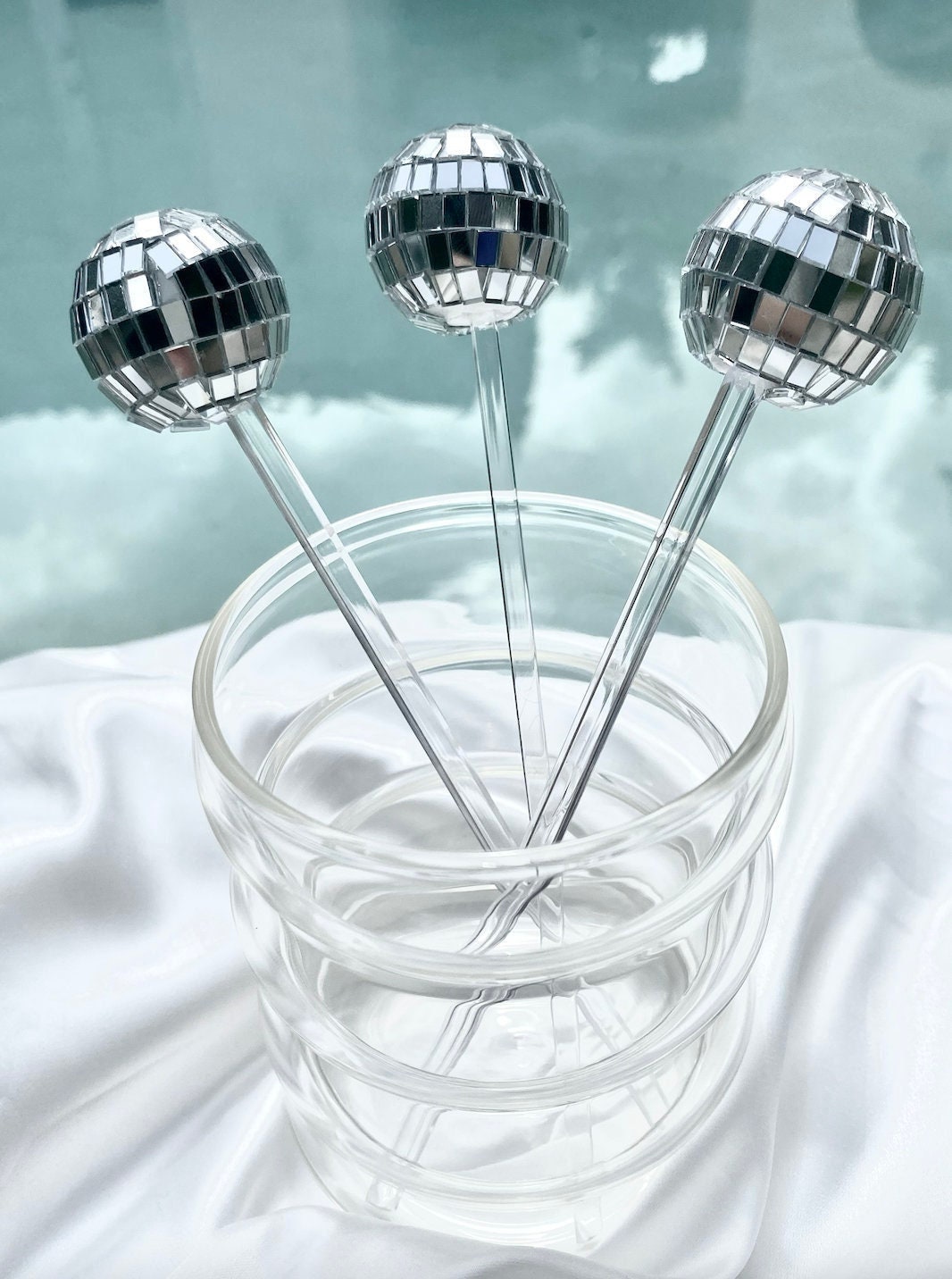Cocktail Stirrer Round Top Swizzle Sticks Muticolored Disco Ball Drink  Mixing Stirrers for 1970s Disco Party Home Bar Shop Use