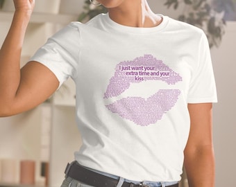 Prince T-Shirt: Kiss Lyrics Purple Lips Graphic Tee, Purple Rain Fan Shirt