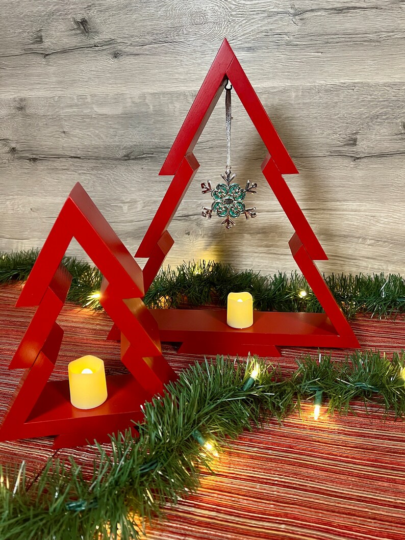 Decorative Indoor Wood Christmas Trees single or Two Tree Sets Etsy