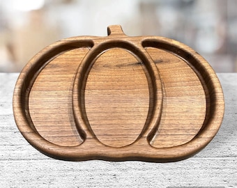 Walnut Pumpkin Serving Dish: Halloween Tray