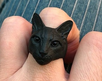 Kitty Cat Ring | cat jewelry, kitty ring, pussycat ring, animal ring, cat lovers, cute cat ring, realistic design,cat head ring,big cat ring